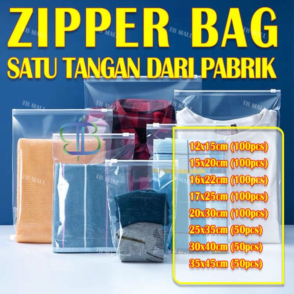 Zipper Bag / Ukuran 22X16CM Landscape/16x22CM Potrait / Zipper Lock / Travel Pouch Seebaguna / Zipper Pouch Traveling/ Tempat Penyimpanan Travel Serbaguna IsI 100PCS - Image 2